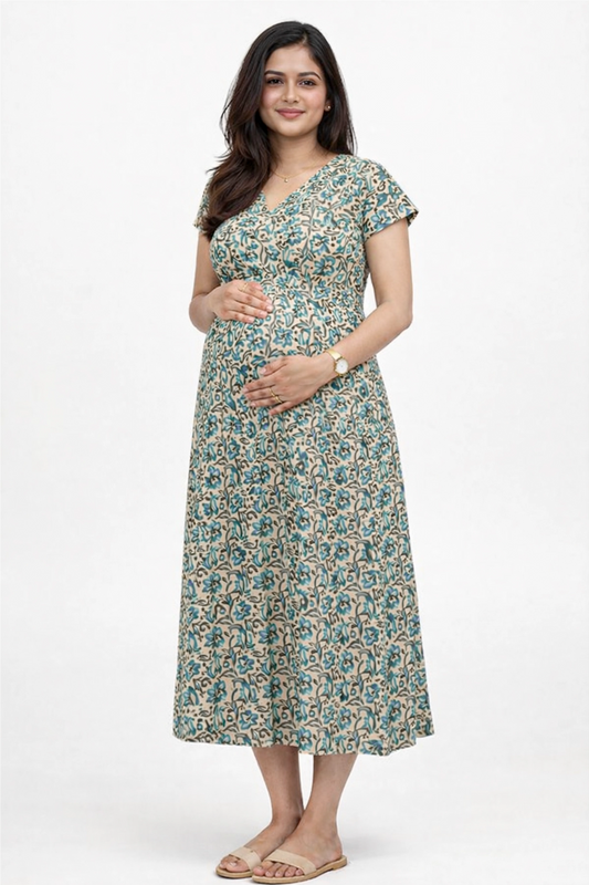 Teal Charm Feeding Dress