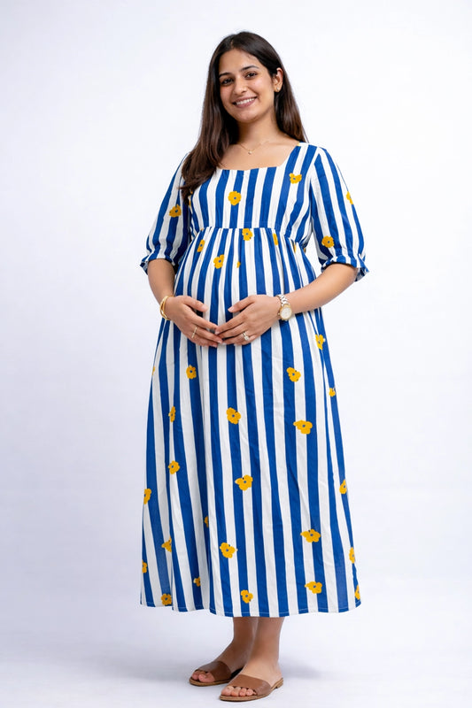 Indigo Bloom Feeding Dress
