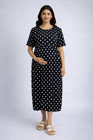 Blackberry Polka Zipless Feeding Gown