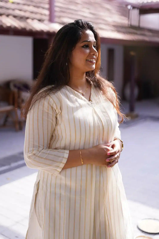 Cream Crest Feeding Kurta