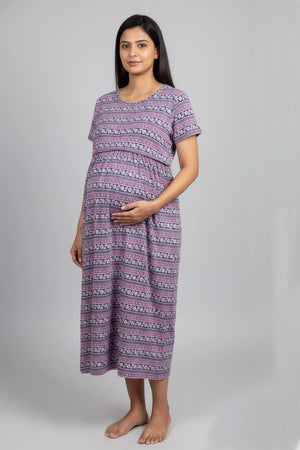 Geometric Bloom Zipless Feeding Gown