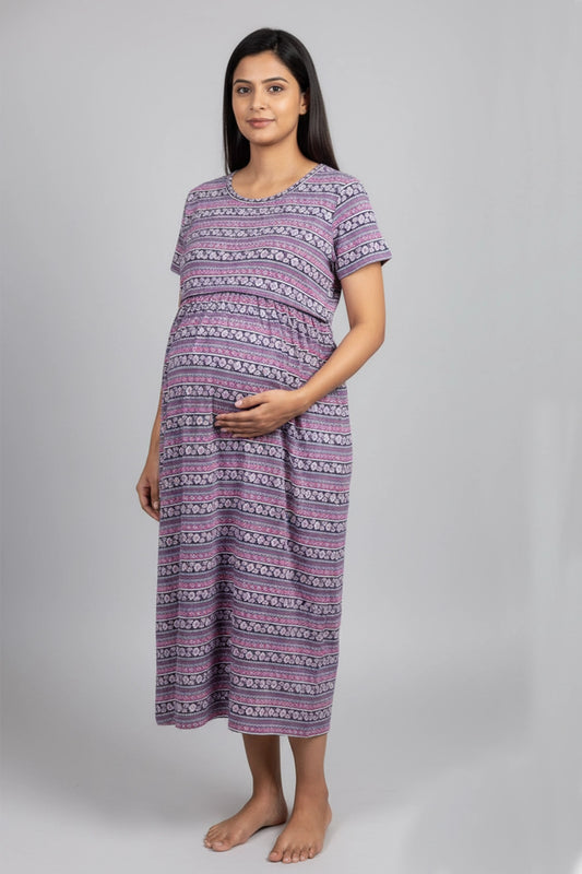 Geometric Bloom Zipless Feeding Gown