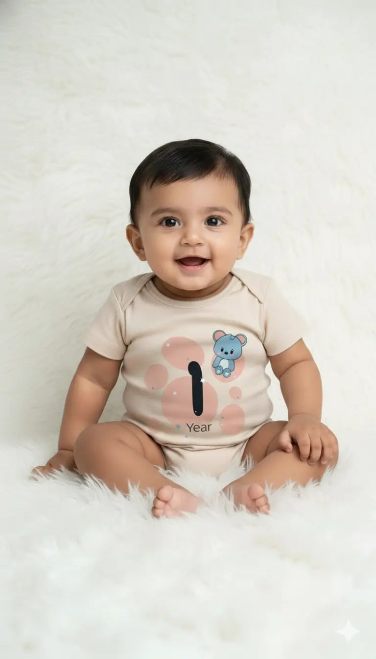Quarterly Milestone Baby Rompers – Pack of 4 (3M, 6M, 9M & 1Y)
