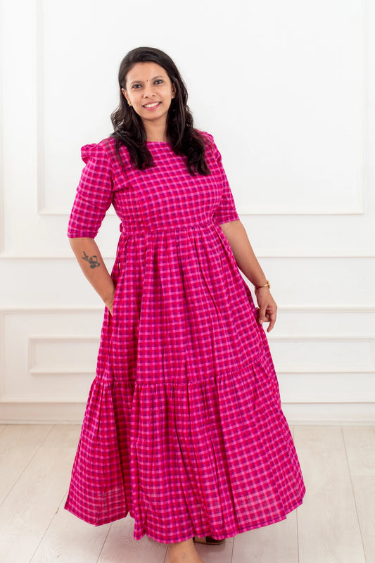 Rose Checks Feeding Dress