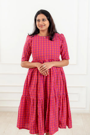 Peony Plaid Feeding Dress