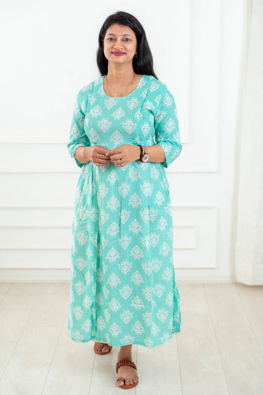 Paisley Teal Feeding Dress