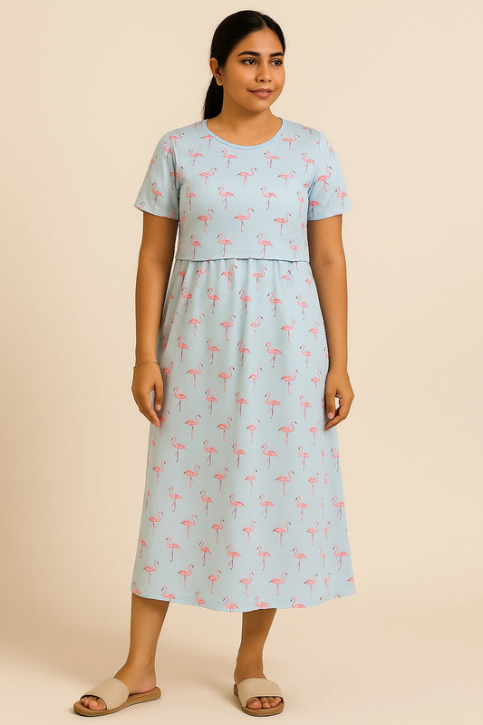 Pink Plumage Zipless Feeding Gown