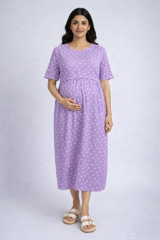 Orchid Polka zipless Feeding Gown