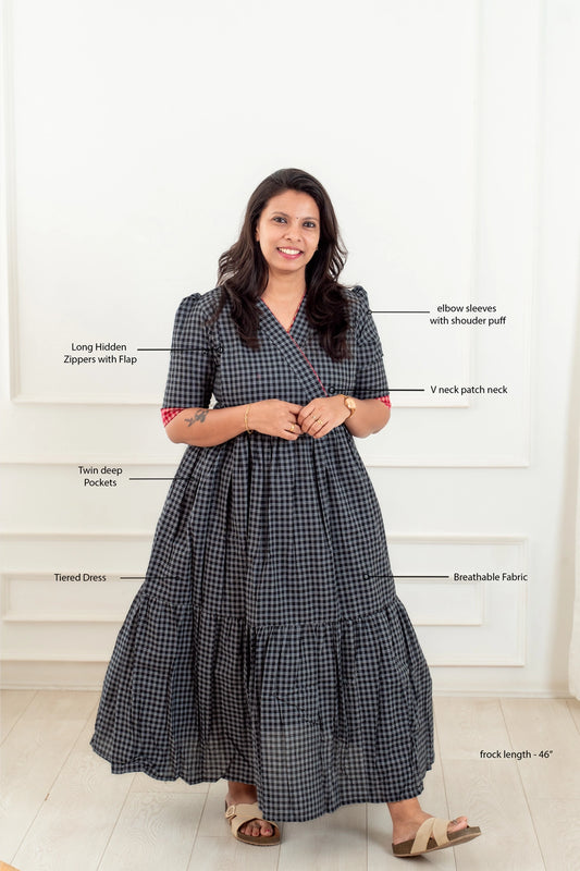 Shadow Grid Feeding Dress