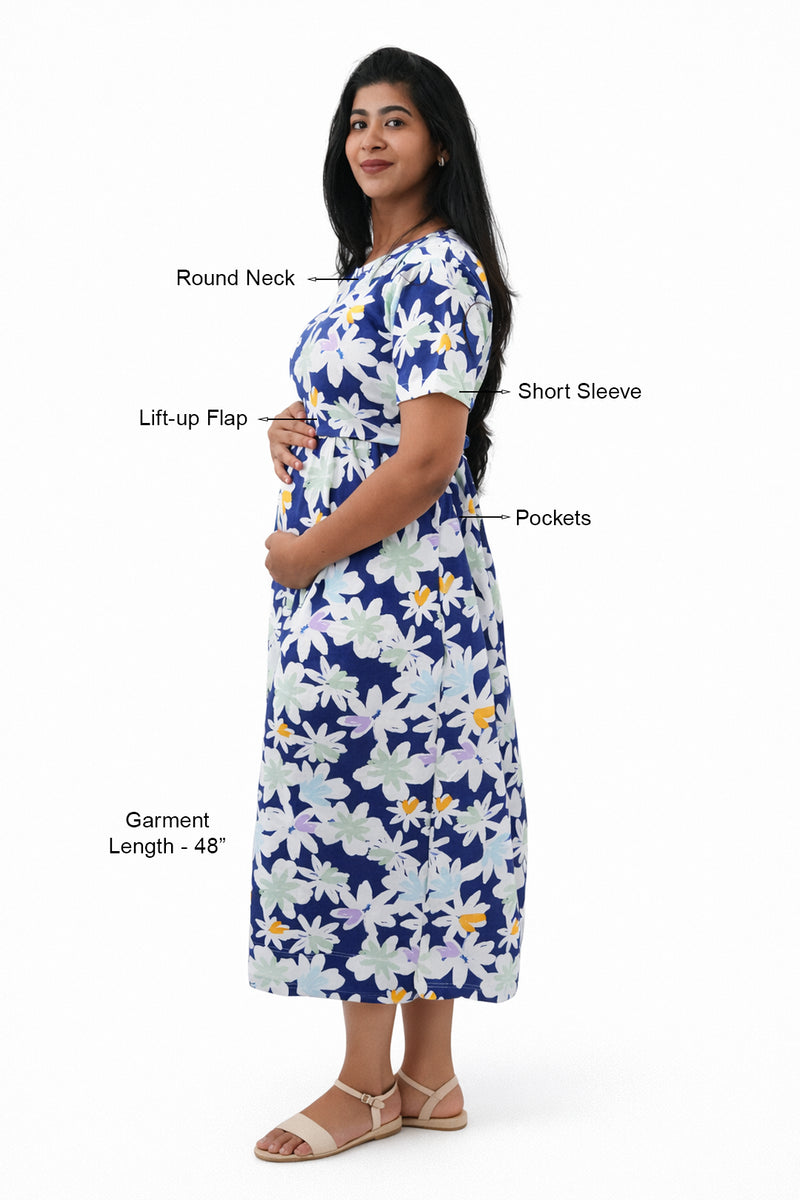 Indigo Garden Zipless Feeding Gown