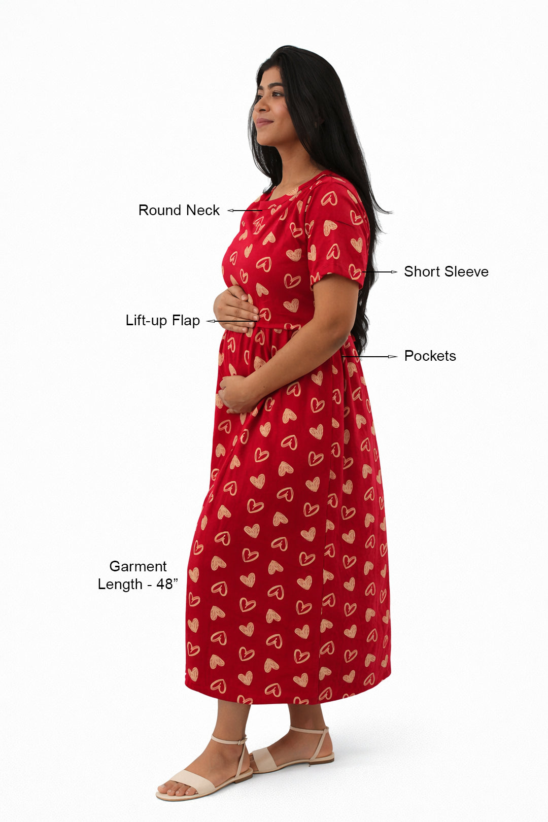 Ruby Hearts Zipless Feeding Gown