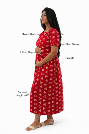 Ruby Hearts Zipless Feeding Gown