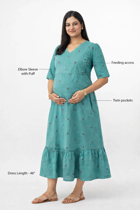 Teal Crush Feeding Dress