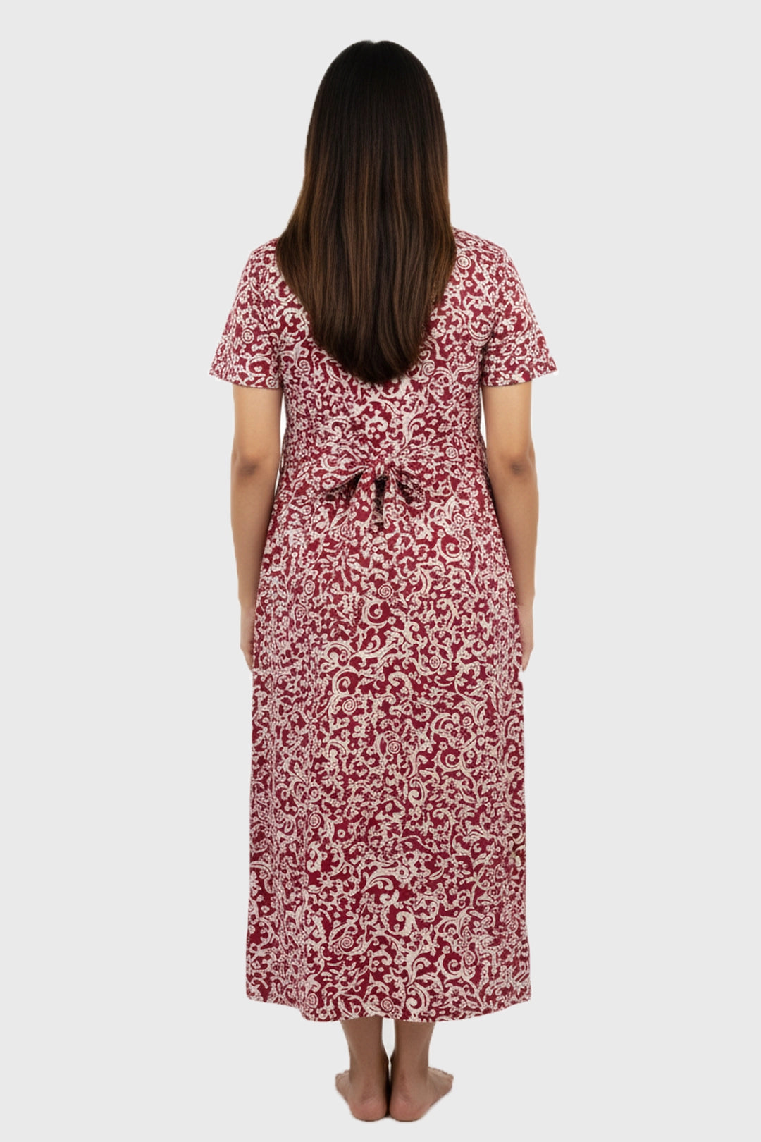 Red Swirl Zipless Feeding Gown