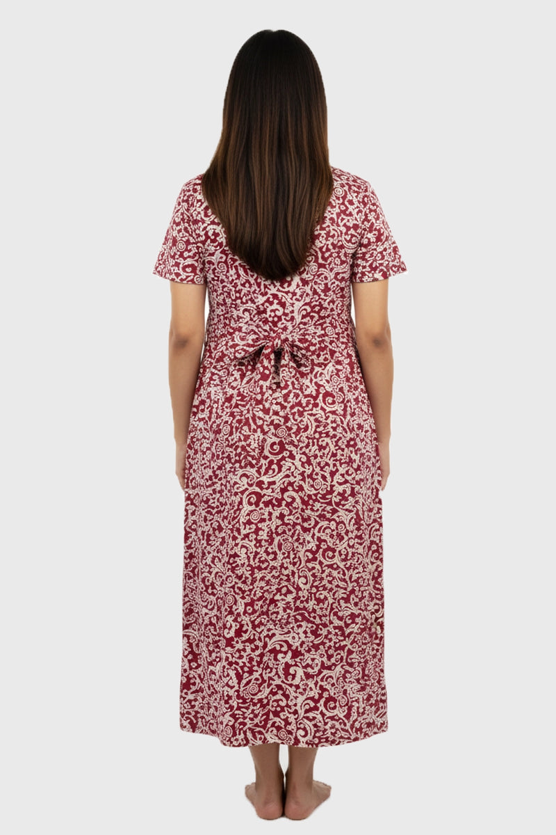 Red Swirl Zipless Feeding Gown