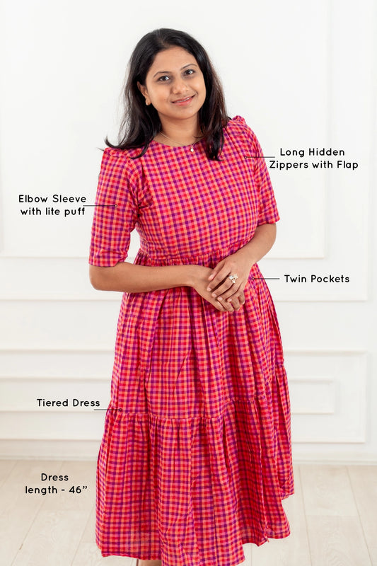 Peony Plaid Feeding Dress