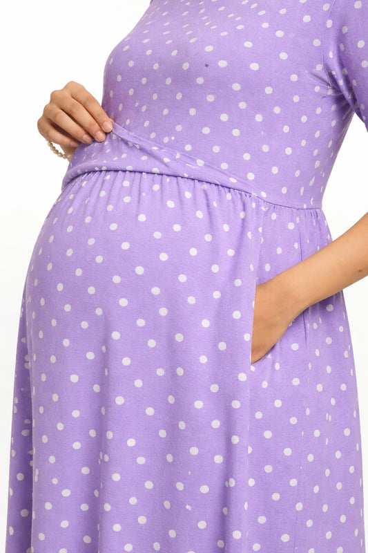 Orchid Polka zipless Feeding Gown