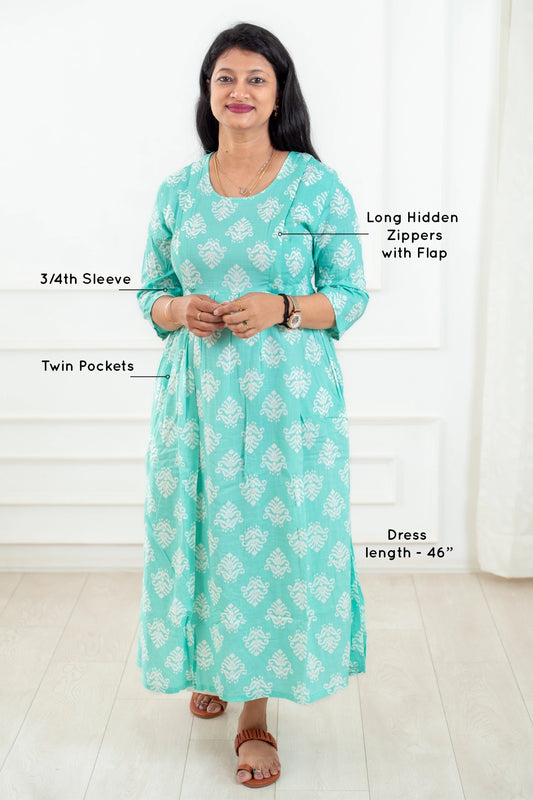 Paisley Teal Feeding Dress