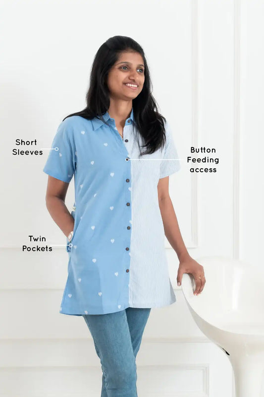 Blue scape Feeding Tunic Shirt