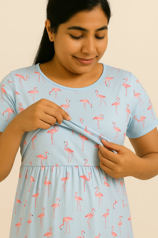 Pink Plumage Zipless Feeding Gown