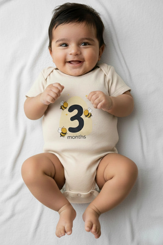 Quarterly Milestone Baby Rompers – Pack of 4 (3M, 6M, 9M & 1Y)