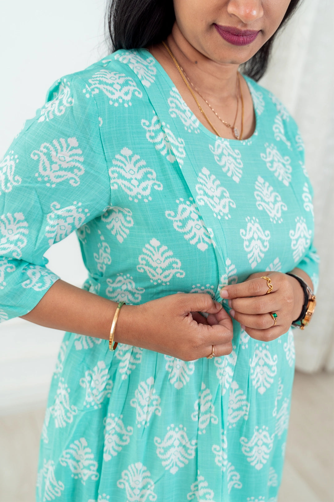 Paisley Teal Feeding Dress