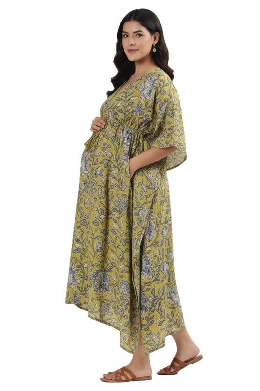 Olive Petals Feeding Kaftan