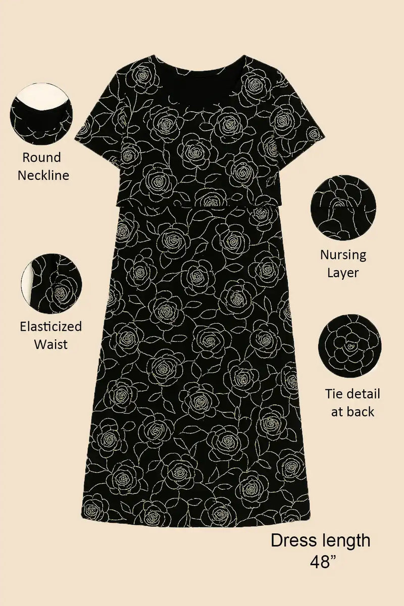 Shadow Rose Zipless Feeding Gown