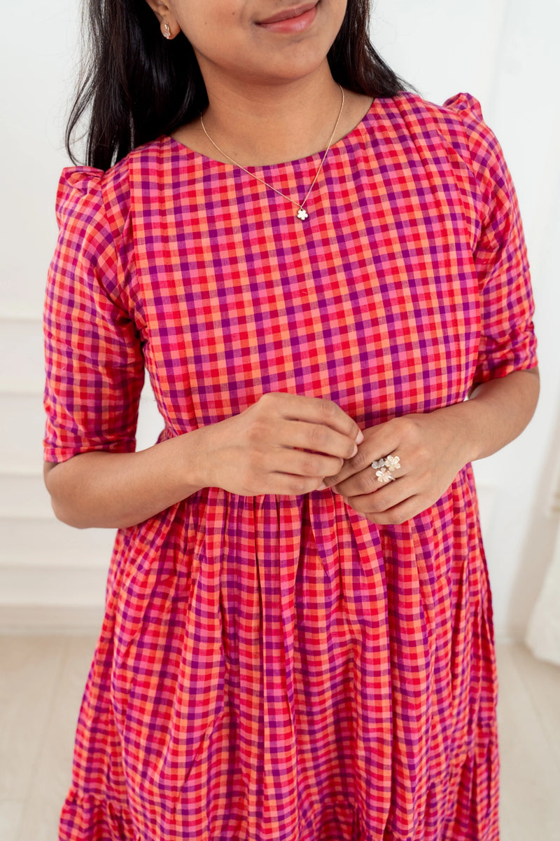 Peony Plaid Feeding Dress