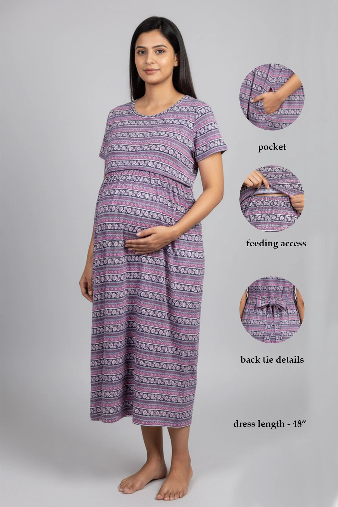 Geometric Bloom Zipless Feeding Gown