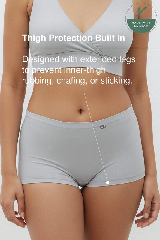 Anti Thigh-Rub Bamboo Boy Shorts - Limestone Grey