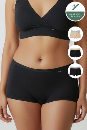 Anti Thigh-Rub Bamboo Boy Shorts - Pack of 2(Assorted)