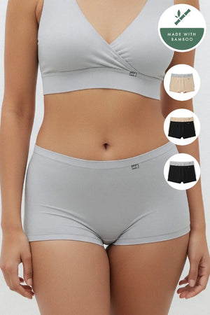 Anti Thigh-Rub Bamboo Boy Shorts - Pack of 2(Assorted)