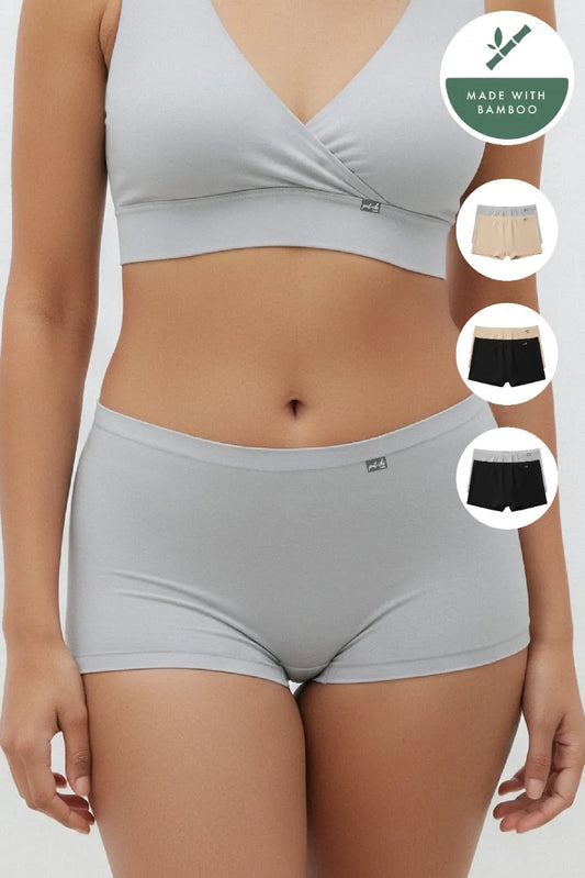 Anti Thigh-Rub Bamboo Boy Shorts - Pack of 2(Assorted)