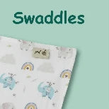 Baby swaddle blanket with elephant pattern on a light green background
