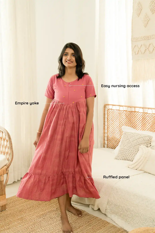 Coral Fantasy Maternity Feeding Dress