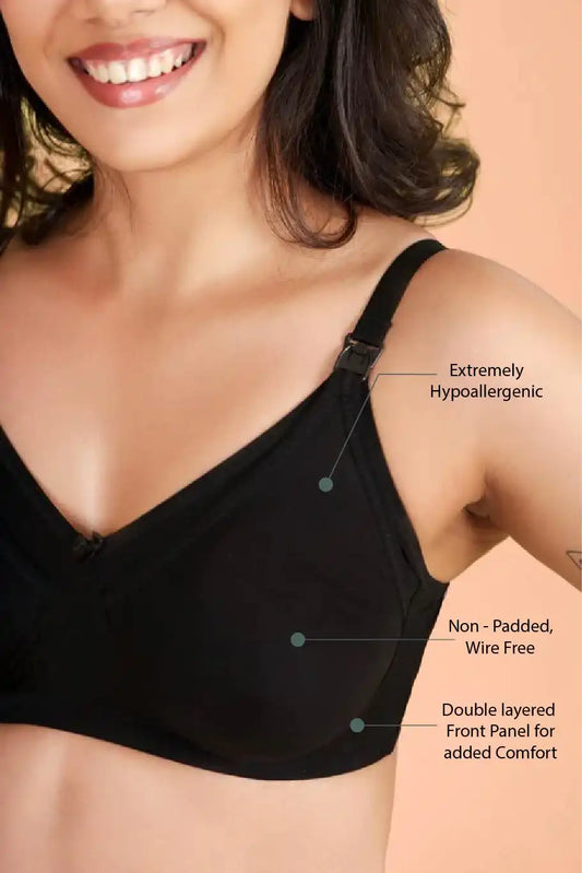 Black Nakd Non Padded Maternity Bamboo Bra Putchi maternity bra nursing bra pregnancy bra motherhood bra feeding bra