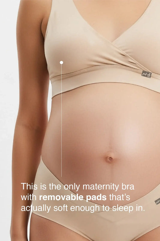 V-Neck Maternity Bamboo Bra – Winter Beige