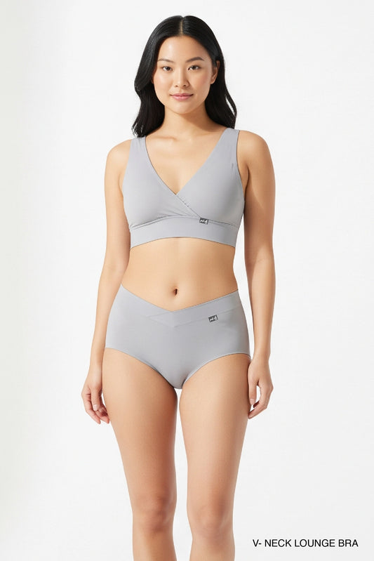 V-Neck Maternity Bamboo Bra – Limestone grey