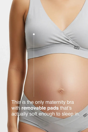 V-Neck Maternity Bamboo Bra – Limestone grey