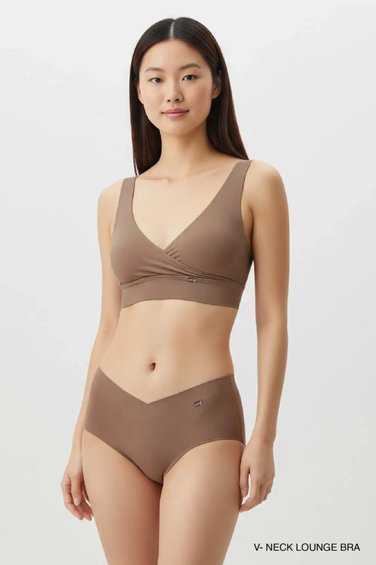 V-Neck Maternity Bamboo Bra – Caribou Brown