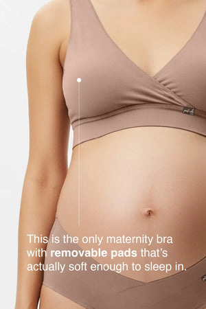 V-Neck Maternity Bamboo Bra – Caribou Brown