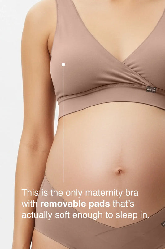 V-Neck Maternity Bamboo Bra – Caribou Brown