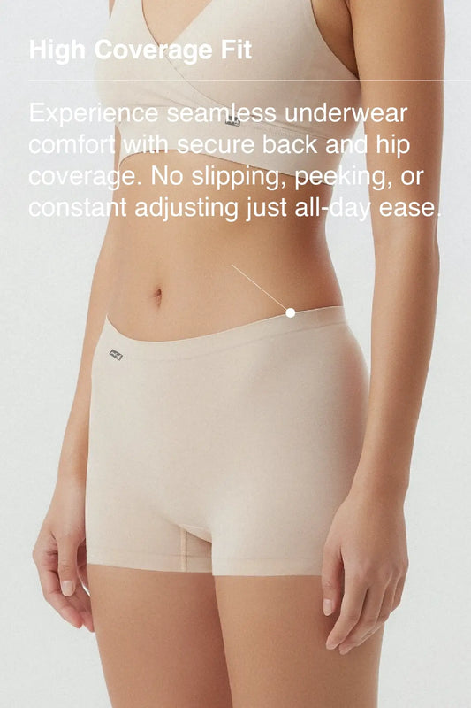 Mid-rise, High Coverage Bamboo Boy Shorts - Winter Beige