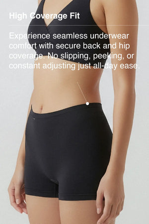 Mid-rise, High Coverage Bamboo Boy Shorts - Jet Black