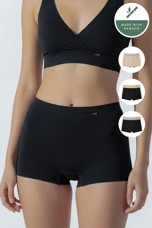 Mid-rise, High Coverage Bamboo Boy Shorts - Pack of 2(Assorted)