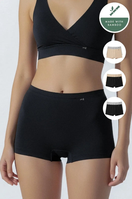 Mid-rise, High Coverage Bamboo Boy Shorts - Pack of 2(Assorted)