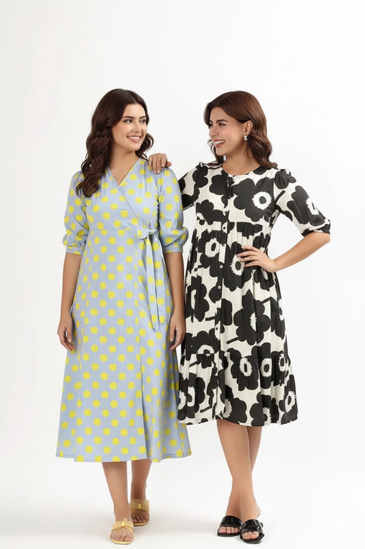 Monochrome Bloom & Mellow Pop Feeding Dress