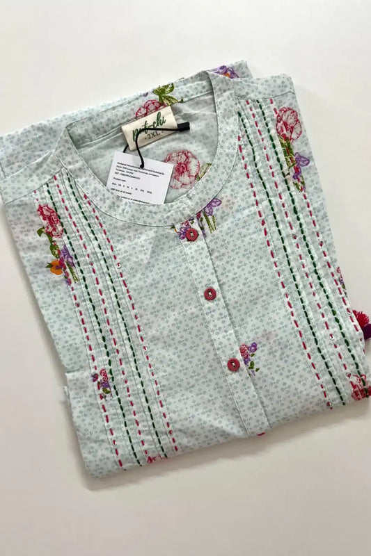 Pastel Blue floral Maternity Feeding Kurta