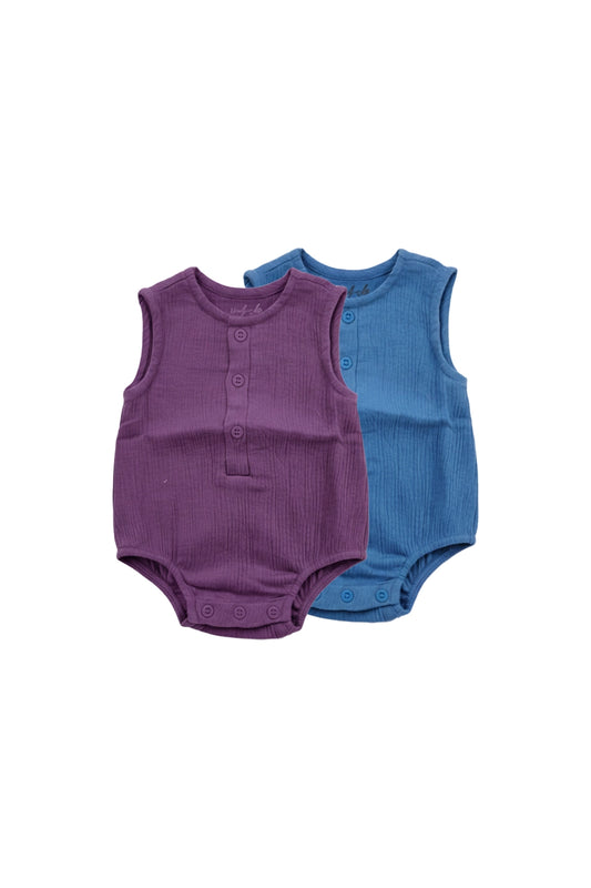 Muslin Romper(Pansy Purple & Royal Blue)- Pack of 2